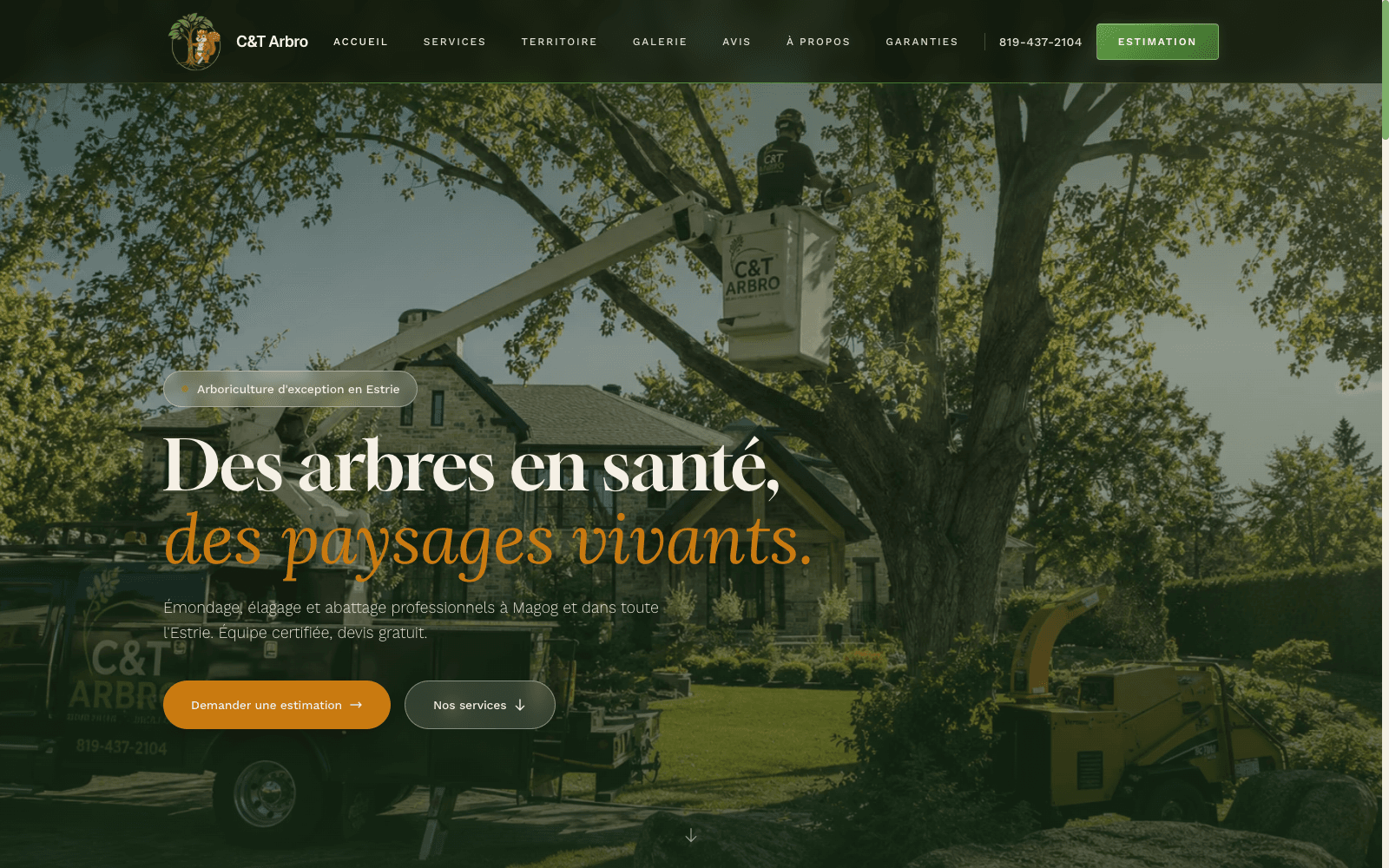 Aperçu du site vitrine C&T Arbro